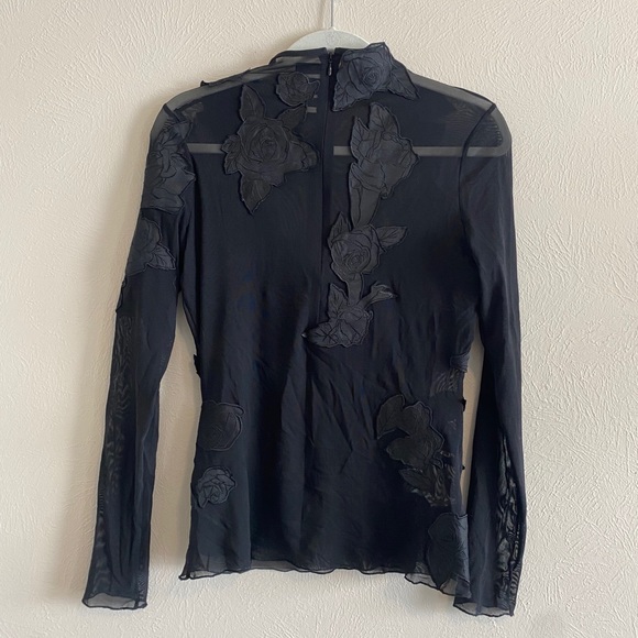 Topshop Unique Mesh and Appliqué Floral Top - Picture 4 of 5